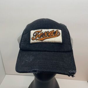 Texas Trucker Distressed Cap Hat Adult Snapback Black Poly‎ Cotton NEW